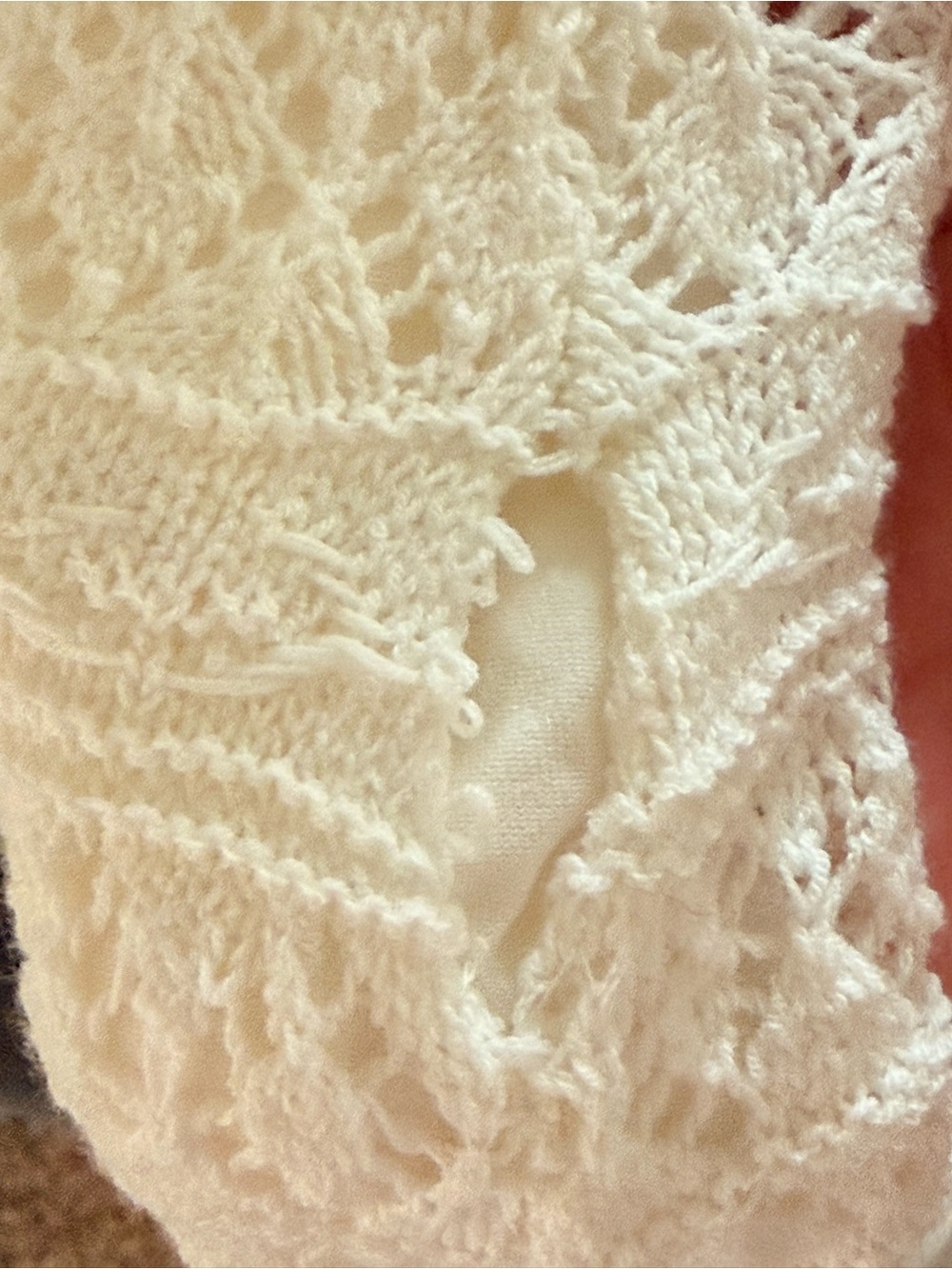 Jessica Simpson White Crochet Maxi Dress with Orange Trim - Picture 3 of 3